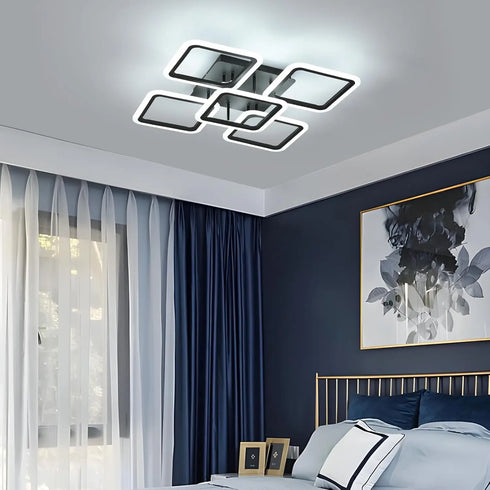 Camille LED Deckenleuchte Quadratisch Schwarz 61W | Shiraki