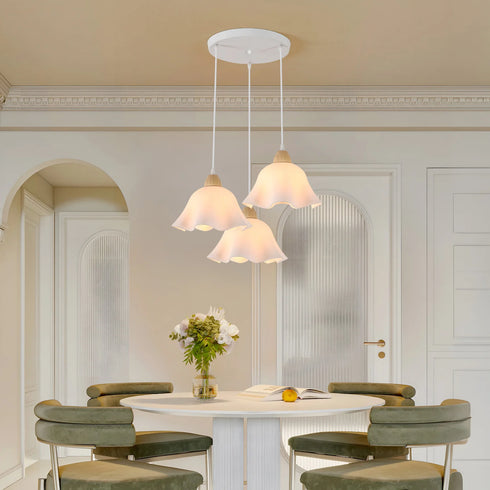 Astrid Acryl Blumen-Kronleuchte 3 lamps E27 Metall | Shiraki