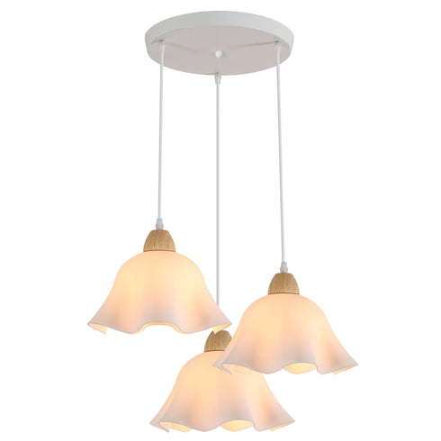 Astrid Acryl Blumen-Kronleuchte 3 lamps E27 Metall | Shiraki