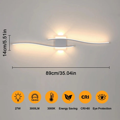 Alva LED Wandleuchte 27W Weiß Curve Design | Shiraki