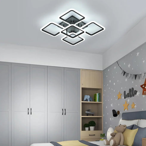Camille LED Deckenleuchte Quadratisch Schwarz 61W | Shiraki