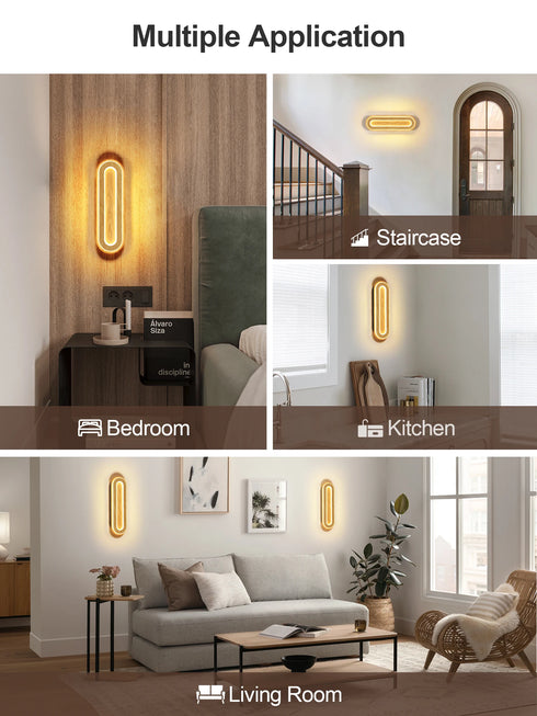 Elise LED Wandleuchte Acryl Holzoptik | Shiraki