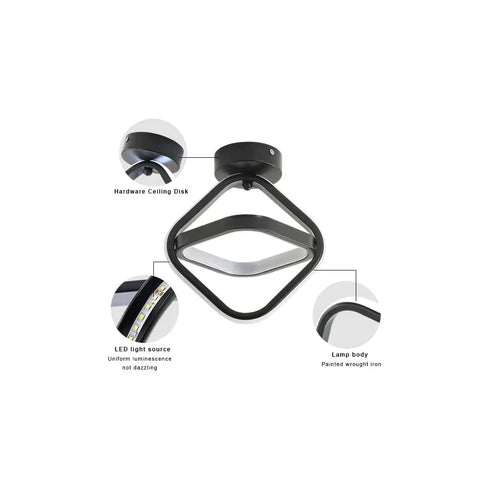 Nils LED Deckenleuchte Quadrate Schwarz | Shiraki
