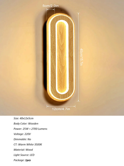 Elise LED Wandleuchte Acryl Holzoptik | Shiraki