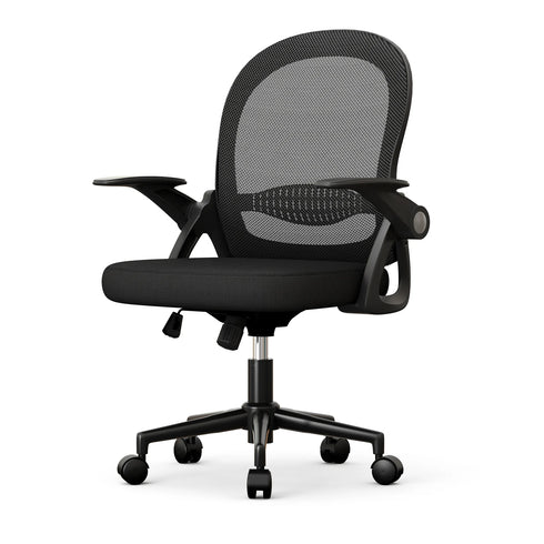 Renato Compact Mesh Bürostuhl – Ergonomischer Mittelrückenstuhl mit klappbaren Armlehnen