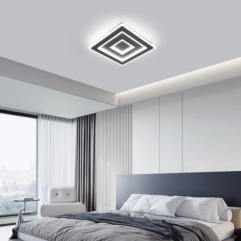 Solveig LED Deckenleuchte quadratisch Schwarz | Shiraki