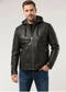 Arcturon Herren Lederjacke mit Kapuze – Lammleder Rockig