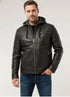 Arcturon Herren Lederjacke mit Kapuze – Lammleder Rockig