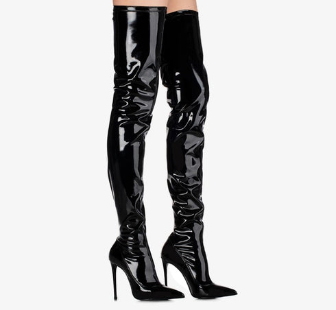 Damen High Heel Overknee Stiefel in Uni-Farben – Elegante Stiefeletten für Frühling & Herbst