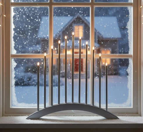 Linnea LED Lichterbogen Advent Weihnachtsleuchter Chrom | Shiraki