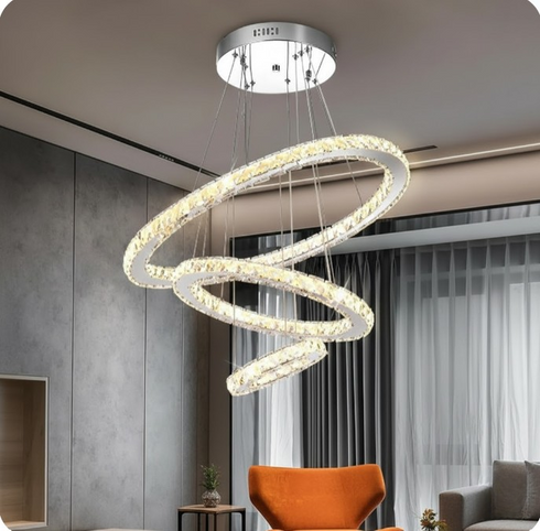 Ingrid K9 Kristall Pendelleuchte 3-Ring Dimmbar | Shiraki