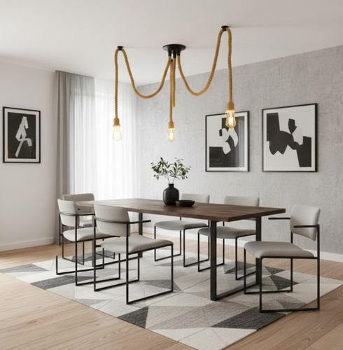 Marlene Vintage Pendelleuchte Hanfseil E27 Deckenleuchte | Shiraki