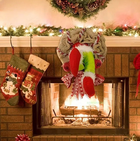 Weihnachtsdieb Elfenbeinkranz – Lustiger Weihnachtskranz für Haustür & Zuhause