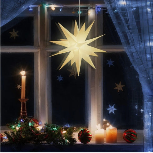 3D leuchtender Stern – Warmweißer beleuchteter Weihnachtsstern Weihnachtsdekor