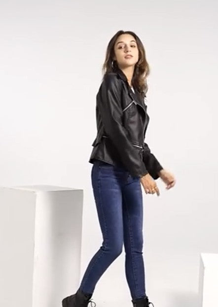 SLIM FIT DAMEN BIKERJACKE | TRENDIGER CASUAL STYLE