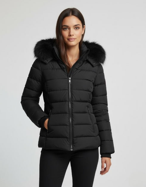 Alina Damen Winterjacke mit Kapuze & Kunstfell