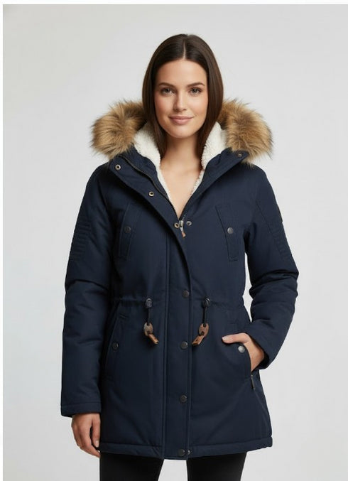 Lexa Damen Winterjacke mit Kapuze & Teddyfell
