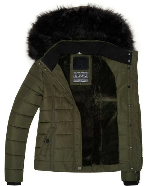 Leona Damen Winter Steppjacke mit Kapuze