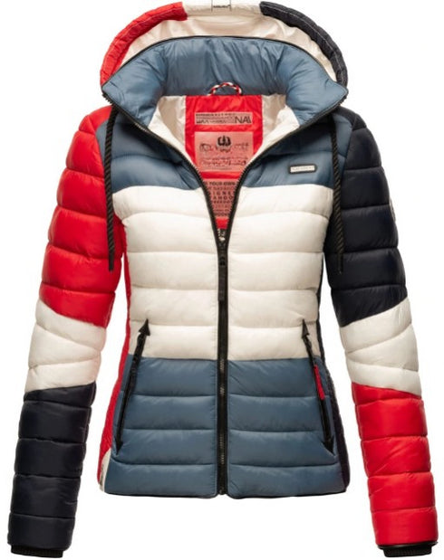 Kira Damen Steppjacke mit Kapuze & Farbblockdesign