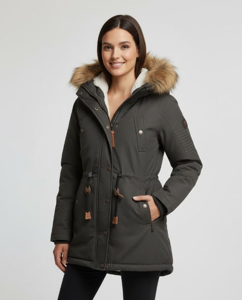 Lexa Damen Winterjacke mit Kapuze & Teddyfell