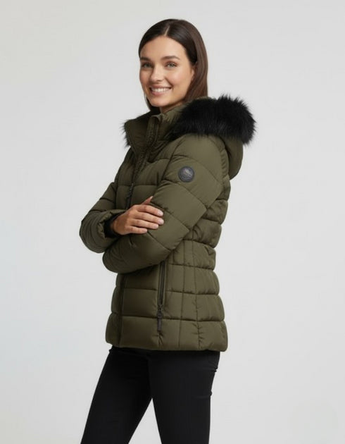 Leona Damen Winter Steppjacke mit Kapuze