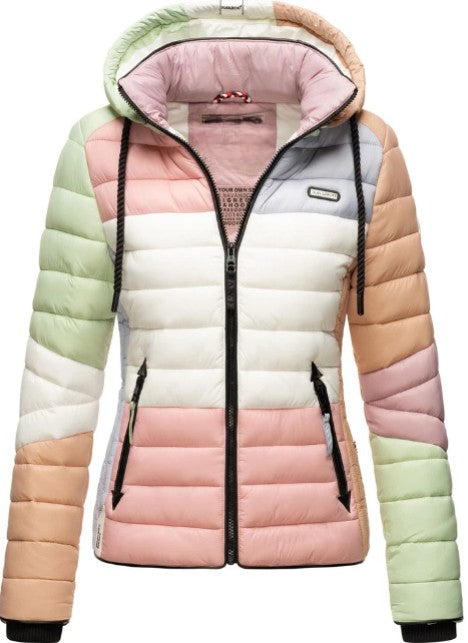 Kira Damen Steppjacke mit Kapuze & Farbblockdesign