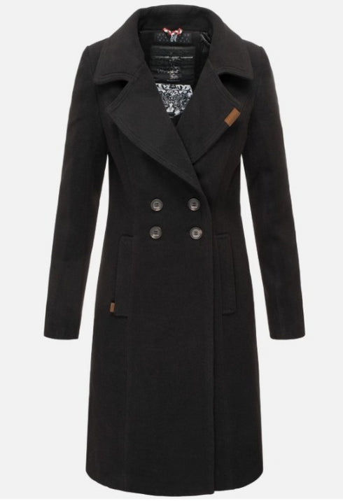 Annalise Damen Winter Trenchcoat mit Kunstfell-Kapuze