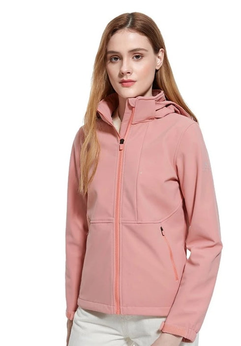 MODERNE DAMEN SKIJACKE MIT KAPUZE UND LANGEN ÄRMELN