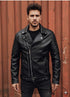 Eisenfaust Herren Biker Lederjacke mit Nieten und Gürtel