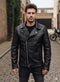 Eisenfaust Herren Biker Lederjacke mit Nieten und Gürtel