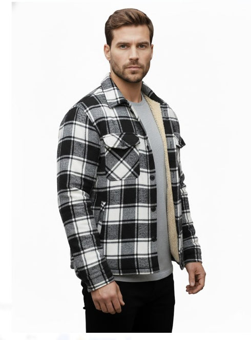 Falkorax Herren Flanell-Hemdjacke fleecegefüttert warm