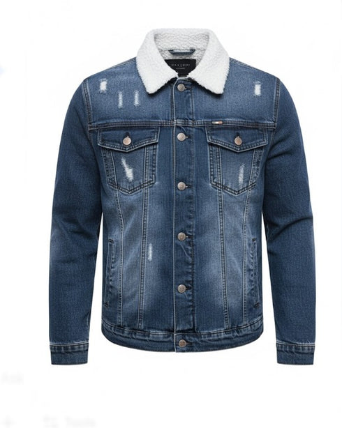 Falkorin Herren Denimjacke Übergangsjacke mit Reißverschluss
