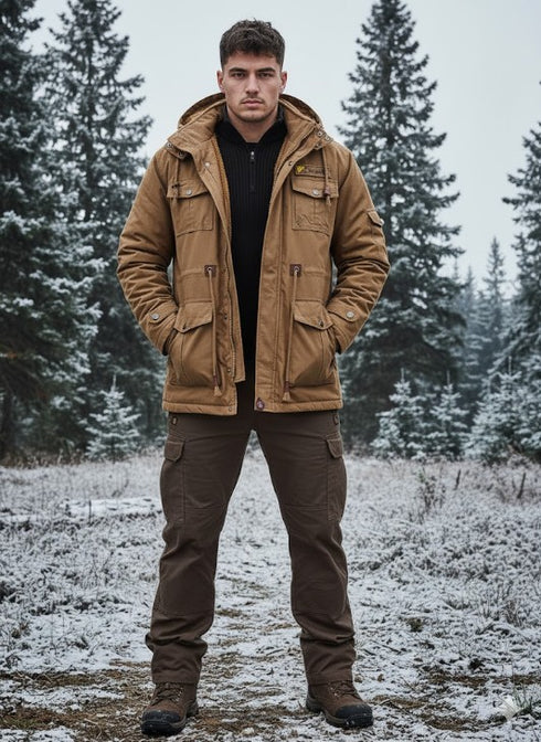 Helmar Herren Winterparka mit Fleecefutter & Kapuze