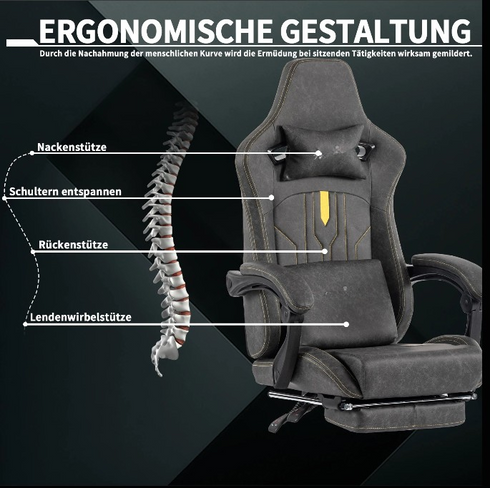 Francesco Ergonomischer drehbarer Büro-Gaming-Stuhl mit Fußstütze