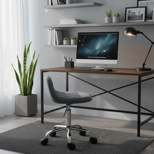 Valerio Samt-Bürohocker mit Rollen Niedriger Rückenlehne & Höhenverstellung