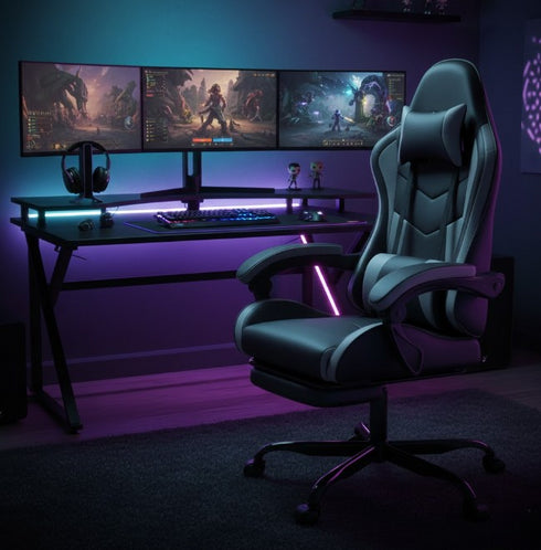 Armando Ergonomischer Gaming-Stuhl mit Fußstütze und Komfort-Polsterung