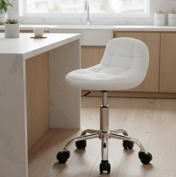 Valerio Samt-Bürohocker mit Rollen Niedriger Rückenlehne & Höhenverstellung