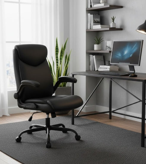 Leonardo Ergonomischer Bürostuhl mit höhenverstellbarem Sitz & klappbaren Armlehnen