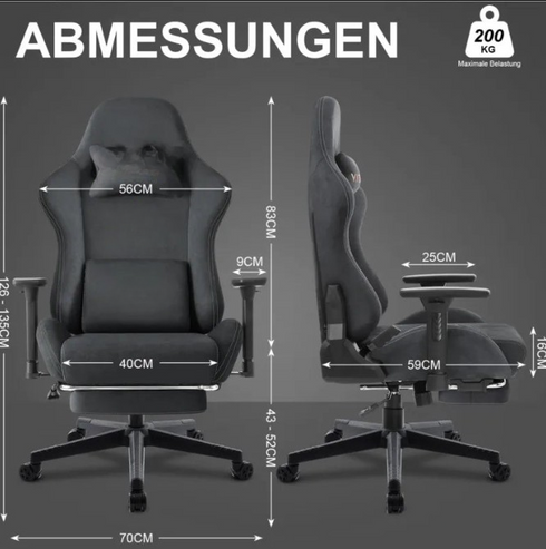 Alessio Drehbarer Gaming-Stuhl – Ergonomische hohe Rückenlehne mit Fußstütze