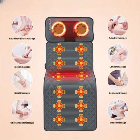 Ganzkörper-Massagematte mit Shiatsu-Nackenmassage | 3D Lendenwirbel-Traktion Rückenheizung