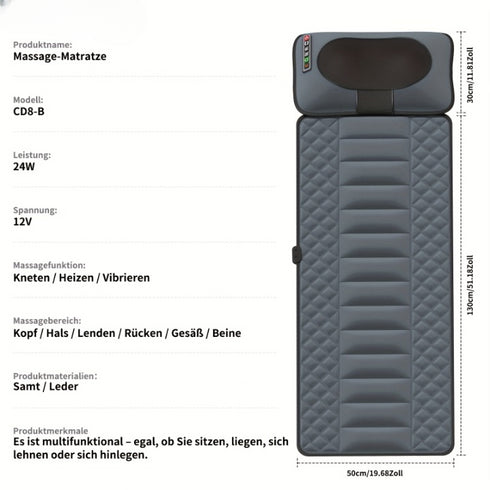 Ganzkörper-Massagematte mit Shiatsu-Nackenmassage | 3D Lendenwirbel-Traktion Rückenheizung