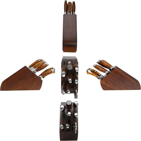 Küchenmesser Set 9-teilig Edelstahl | Premium Messerset mit Holzgriffen