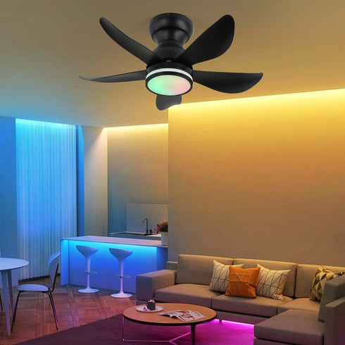 Intelligenter LED-Deckenventilator | Europäischer Stil mit Fernbedienung, 3-Farbwechsel