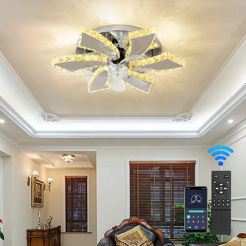DC ABS 60W 7-Blatt-LED-Deckenventilatoren mit Kristallfernbedienung und Deckenleuchte