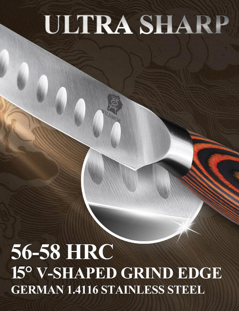 Küchenmesser Set 4-teilig 5″ Edelstahl | Kompakte Allzweckmesser mit Holzgriff