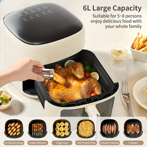 Heißluftfritteuse 6 L | 1500 W Mehrzweck familienfreundlich effizient