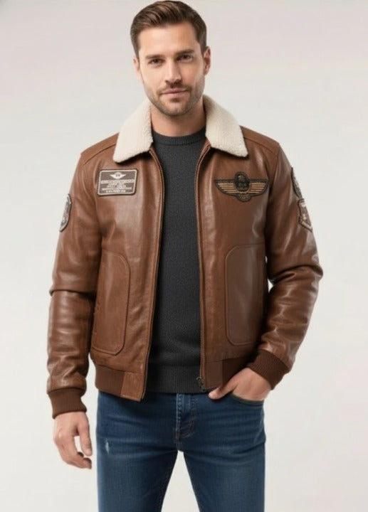 Helgarnox Herren Jacke mit abnehmbarem Fellkragen Warm