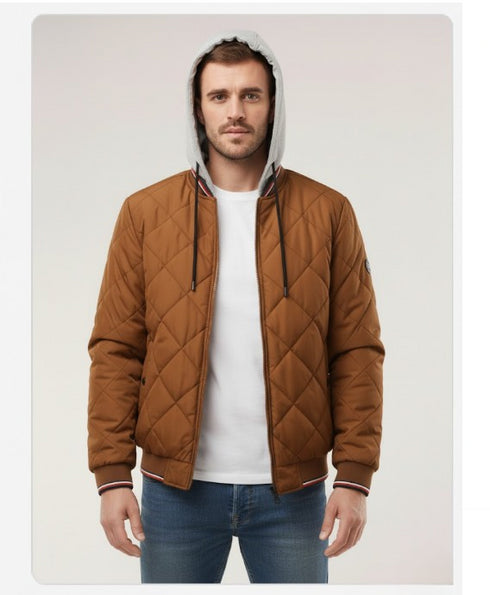 Dravorn Herren Steppjacke – Quillt mit Kapuze abnehmbar leicht gefüttert