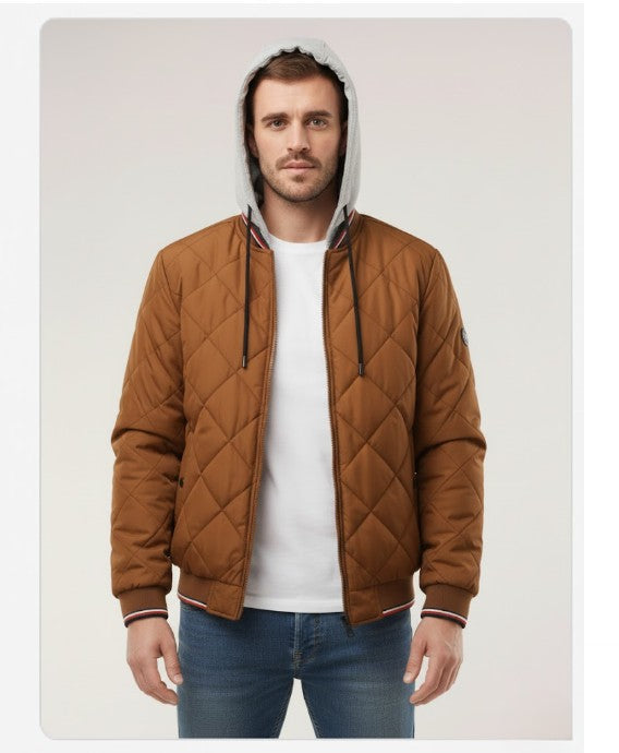 Dravorn Herren Steppjacke – Quillt mit Kapuze abnehmbar leicht gefüttert