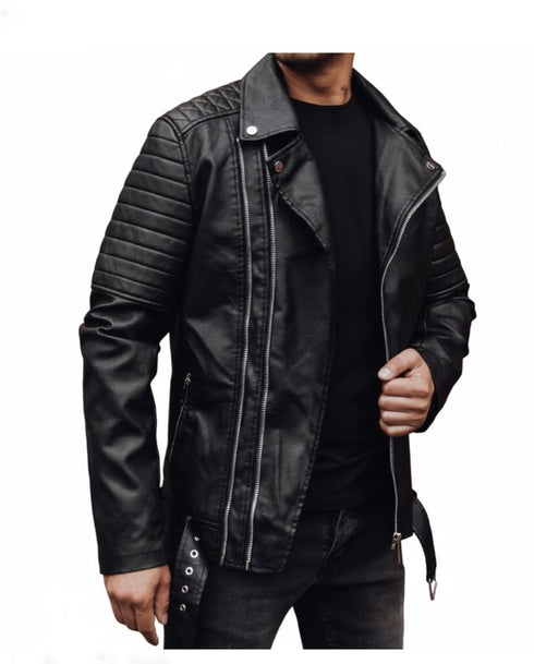 Vortexar Herren Leder-Bikerjacke – echtes Lammleder rockiger Stil